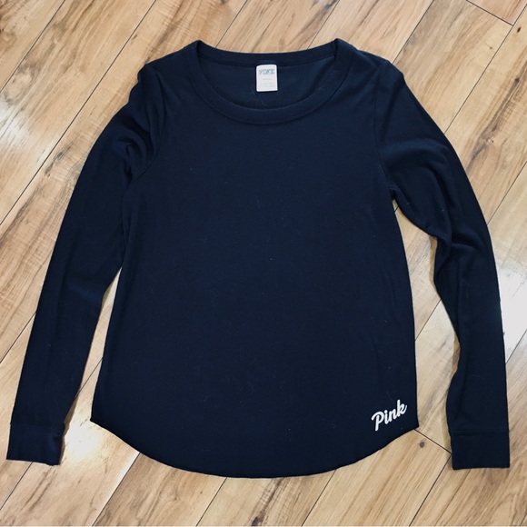 Victoria Secret Pink ribbed knit cotton long sleeve tee shirt top athlesiure - Picture 2 of 6